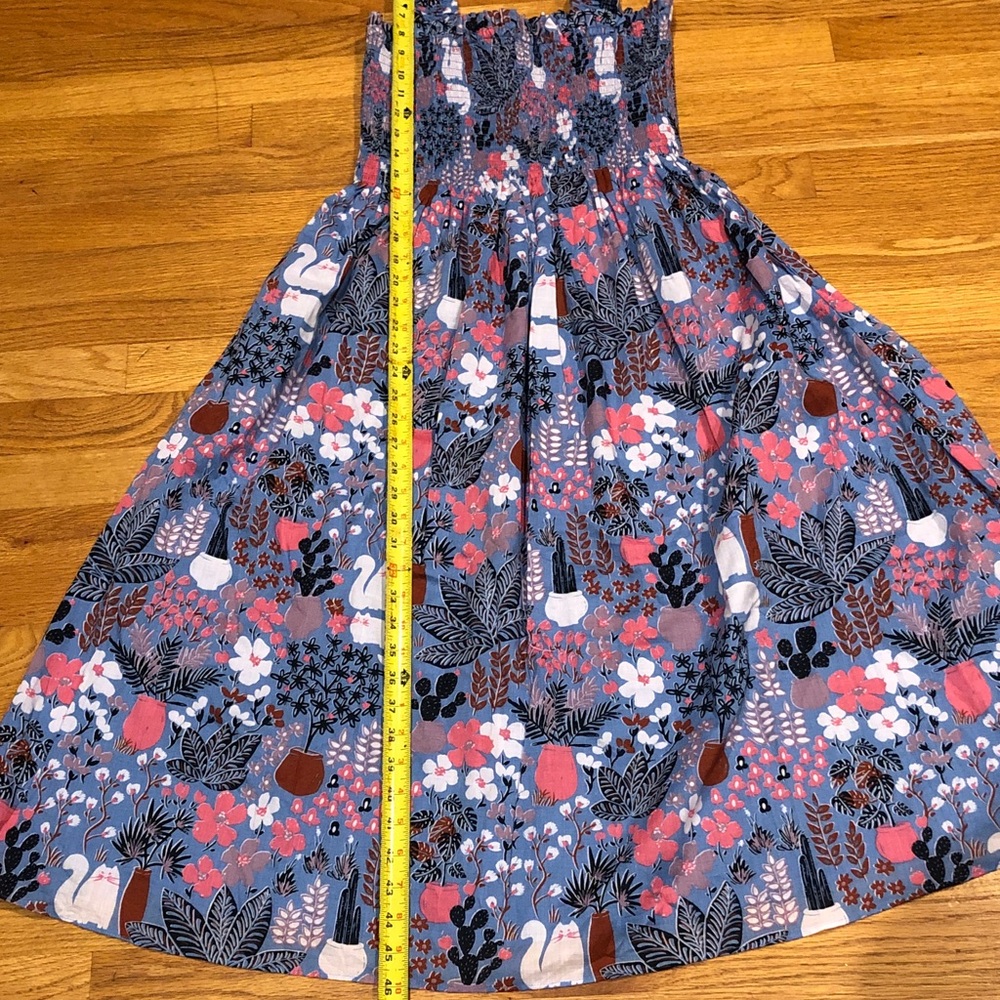NWOT Floral with cats Smocked Sundress with Straps - Picture 9 of 11